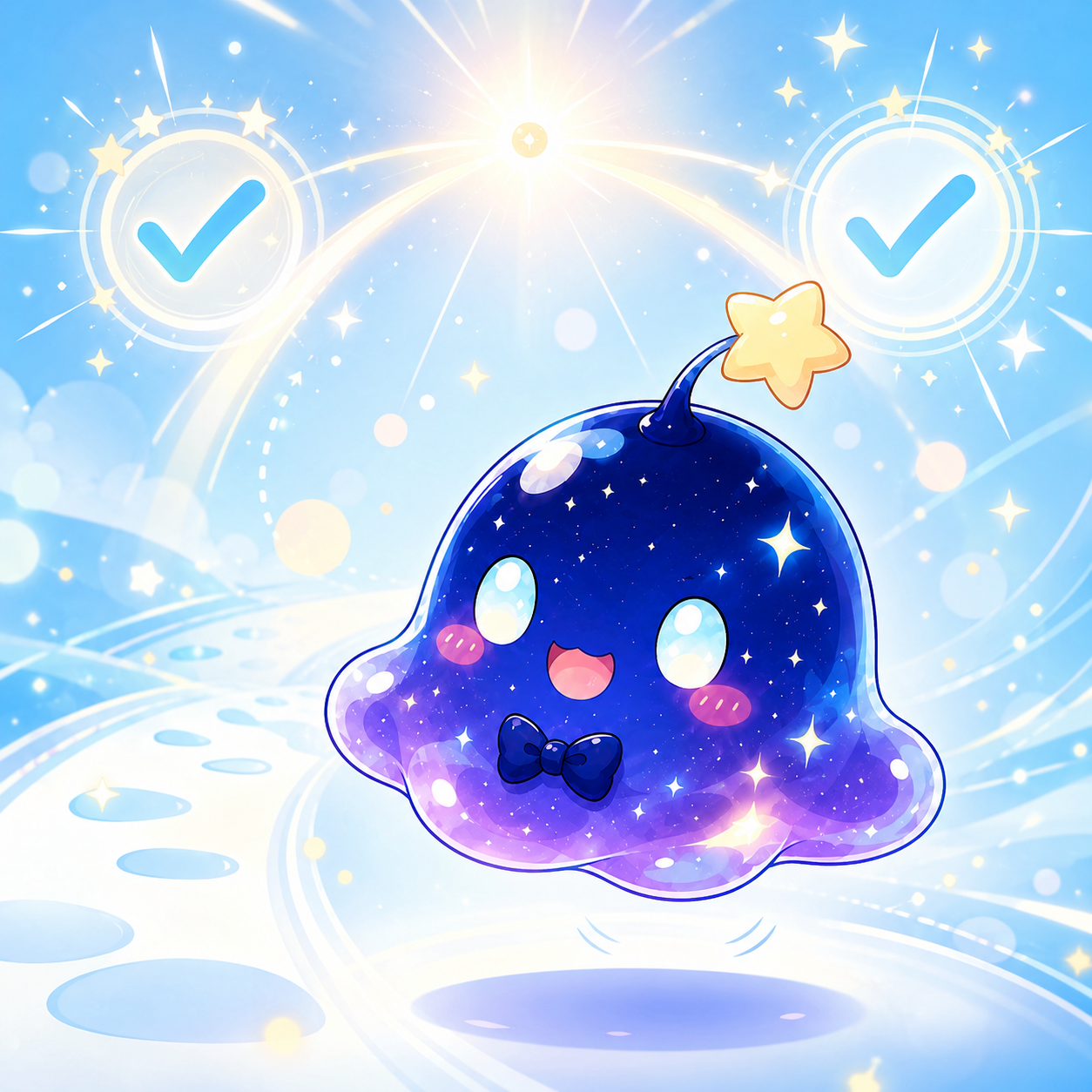 青いキャラクター「スラテル」が描かれた「ひとつでふたつ」のジャケット画像